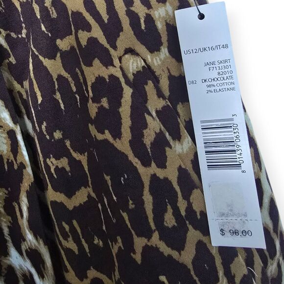 NWT T TAHARI JANE WOMEN'S SIZE 12 LEOPARD PLEATED LINED SKIRT ANIMAL PRINT BROWN - Picture 4 of 4